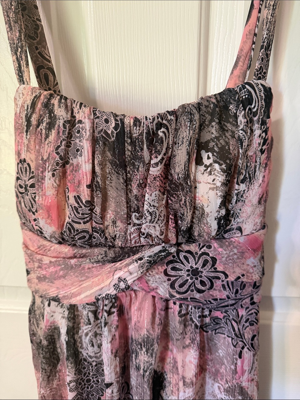 Dress Barn Pink and Black Floral-Patterned Midi Dress - Picture 5 of 6